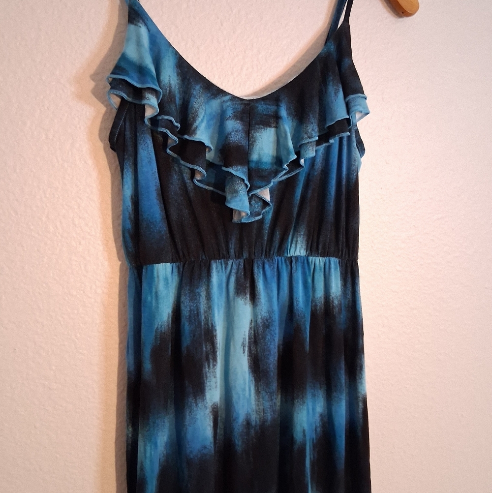 2/$5 - A.N.A Blue Ruffle Dress Small Midi - Picture 2 of 4
